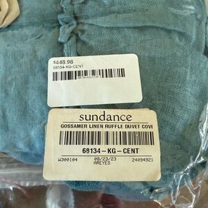 NWT Sundance Gossamer Linen Ruffle Duvet Cover in Teal